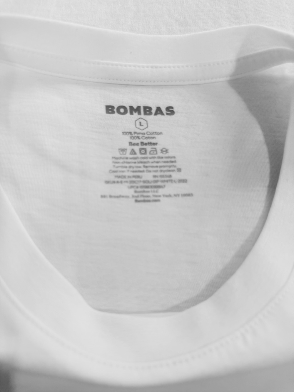 Bombas White Crewneck Tee with Printed Label